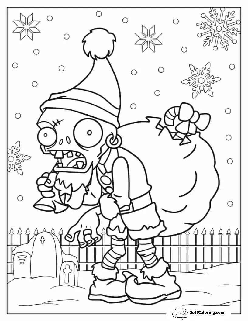 Christmas Themed Plants Vs Zombies Coloring Sheet