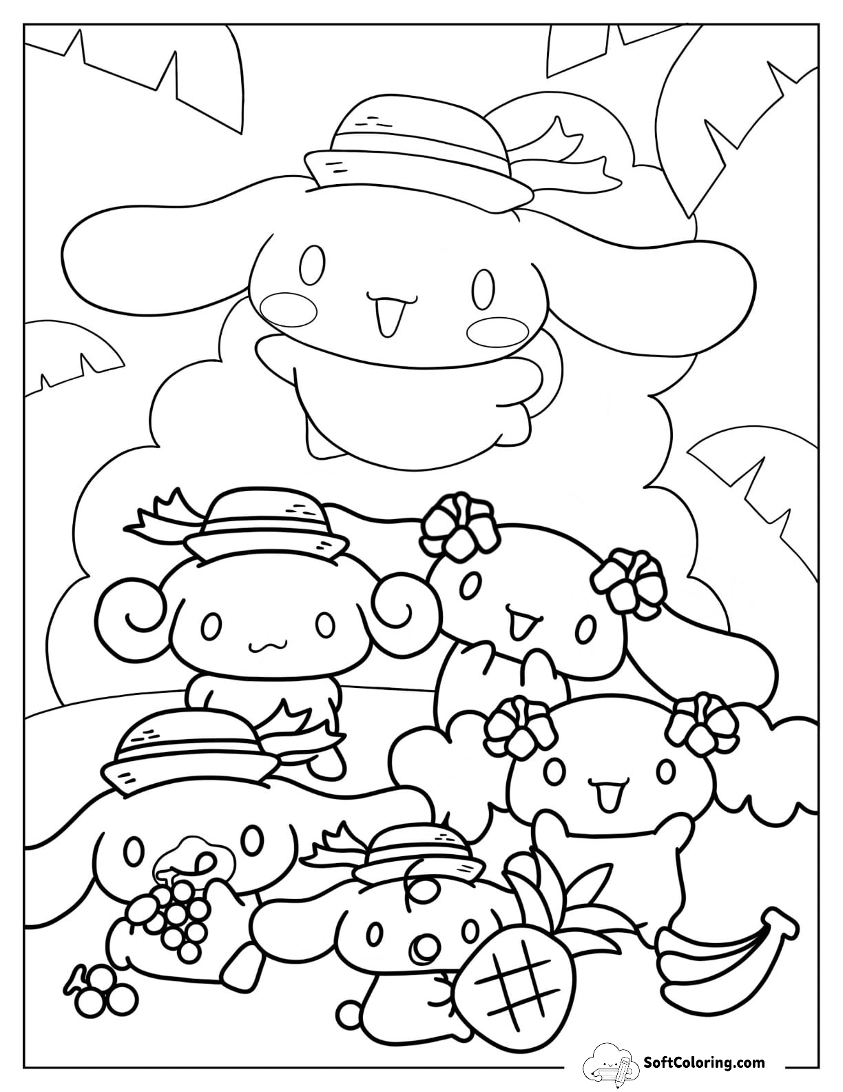 Cinnamoroll Coloring Page Of Cinnamon With Friends