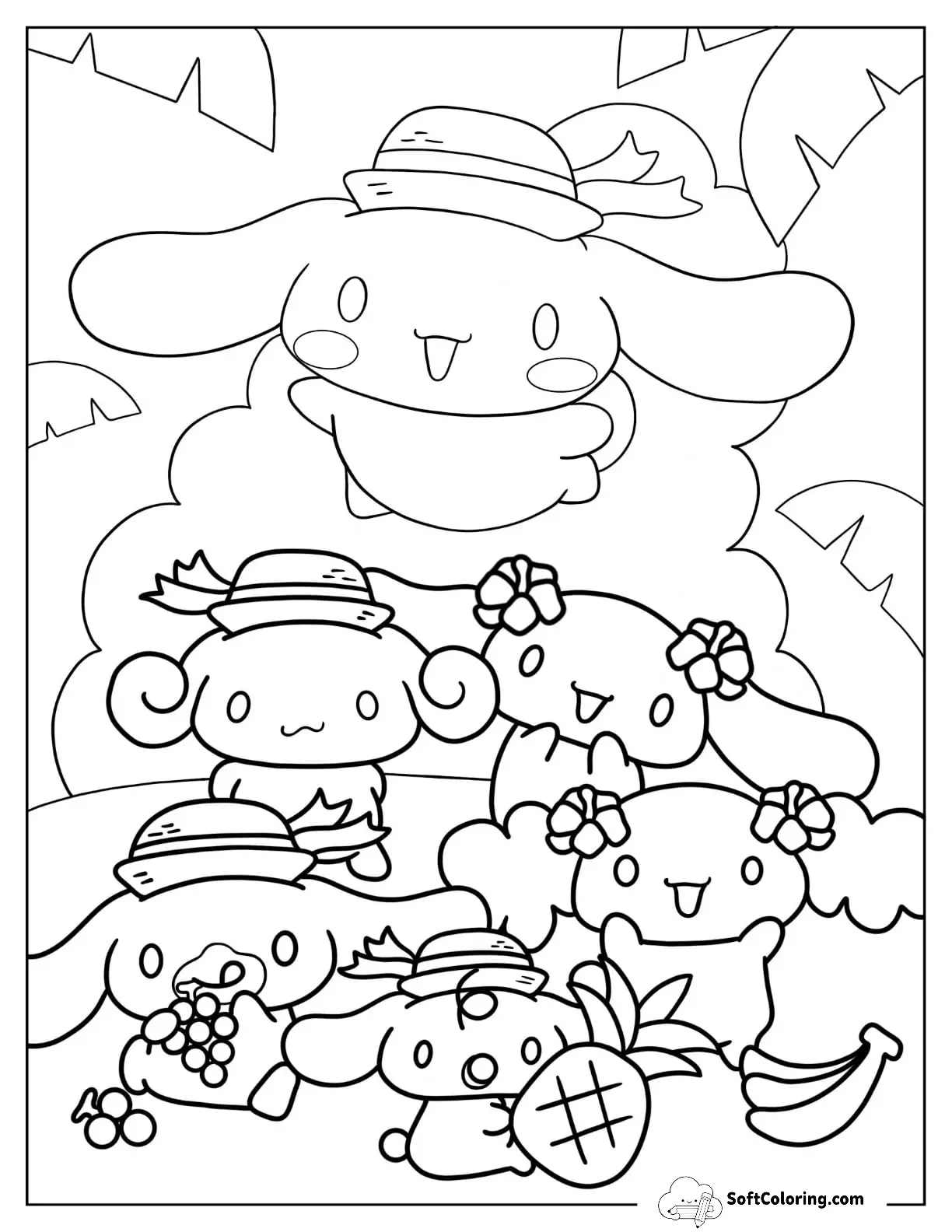 Cinnamoroll Coloring Page Of Cinnamon With Friends