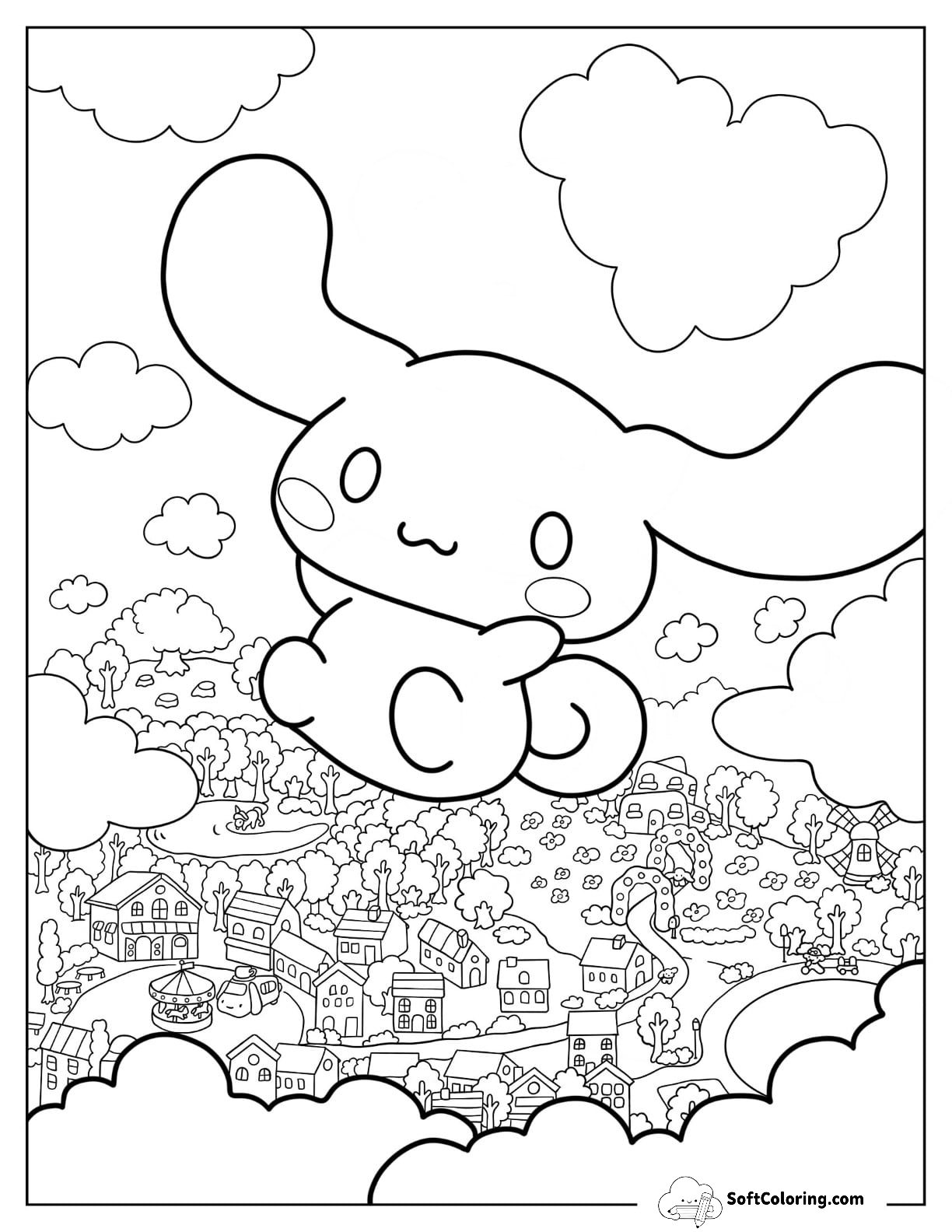 Cinnamoroll Coloring Page Falling From The Sky