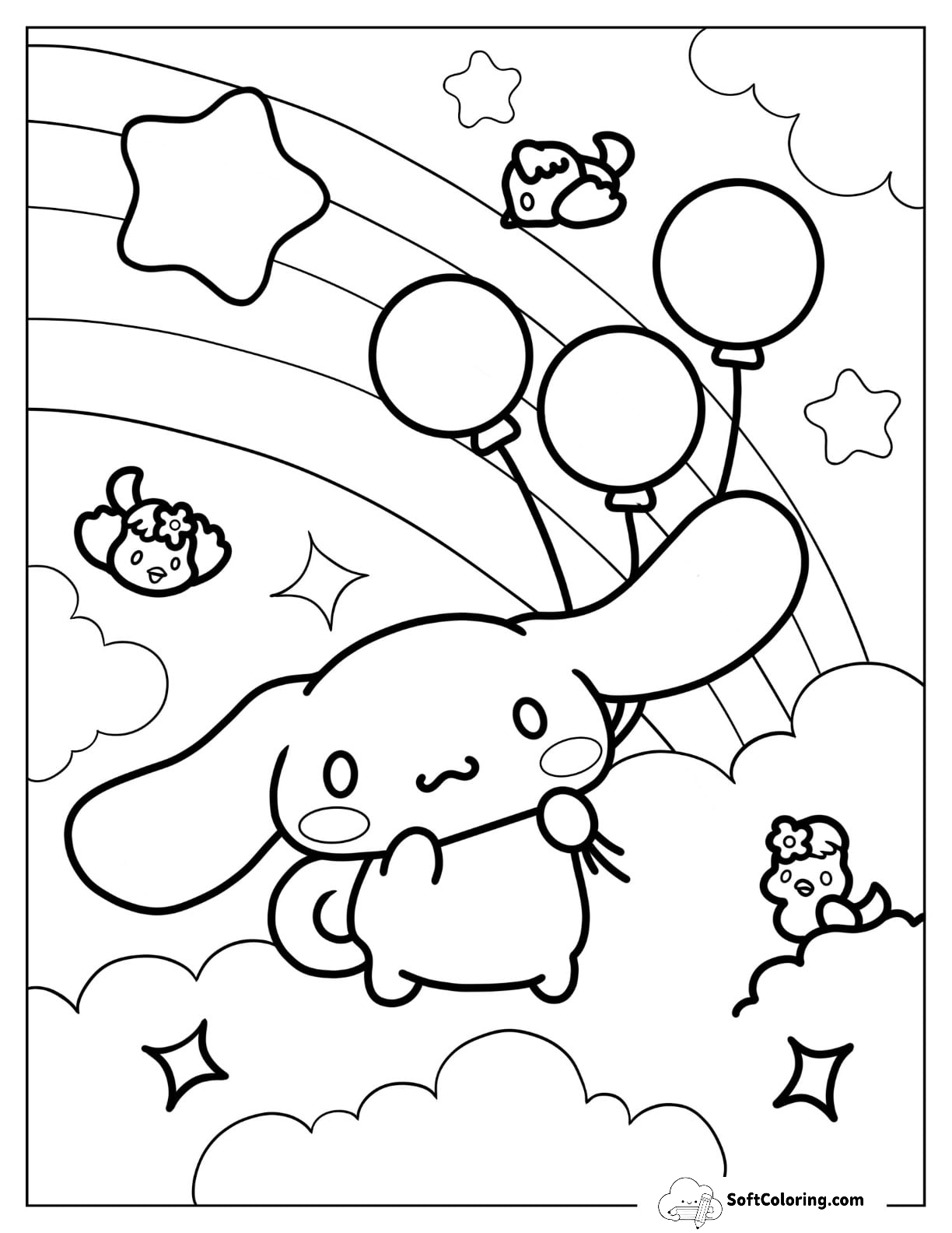 Sanrio Of Cinnamoroll Holding Balloons In The Clouds
