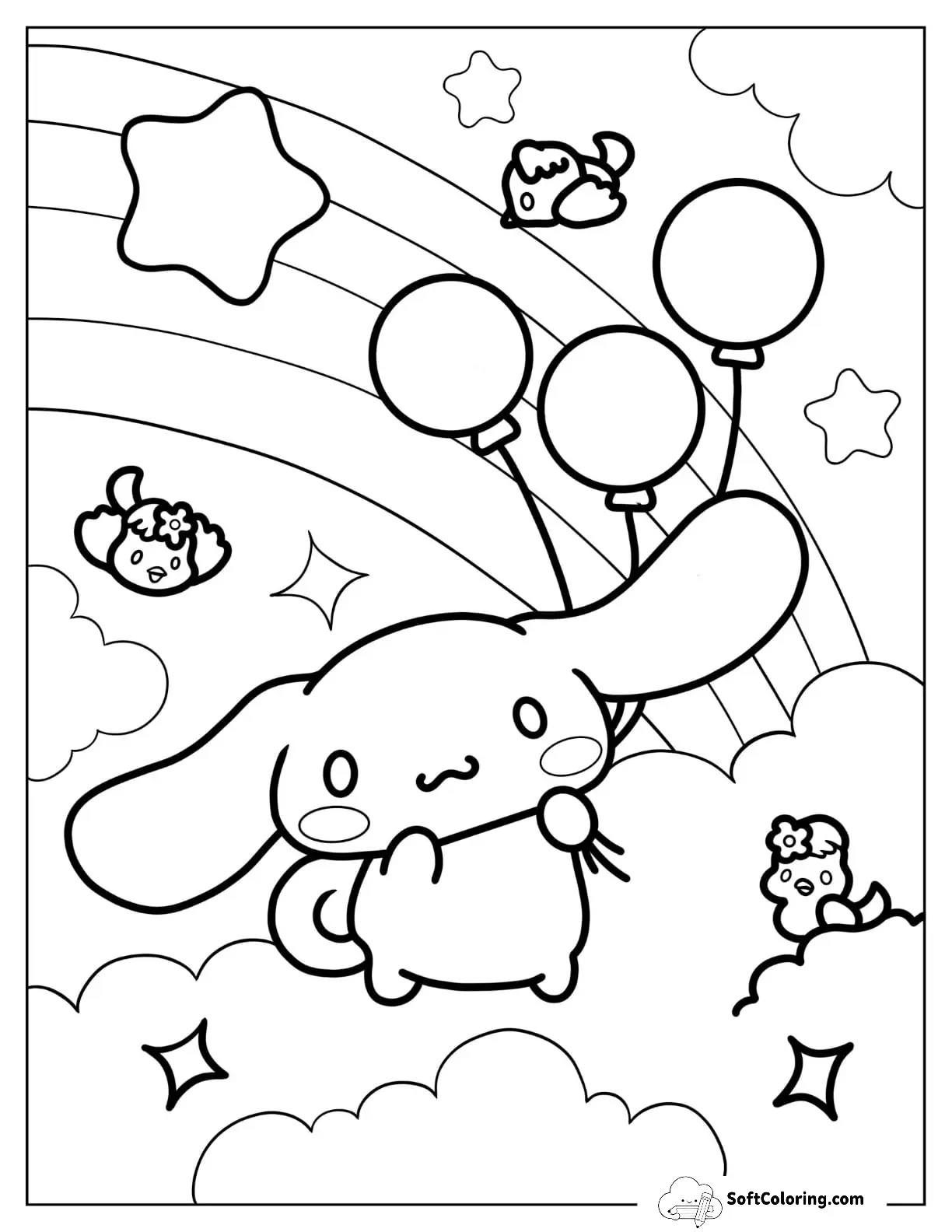 Sanrio Of Cinnamoroll Holding Balloons In The Clouds
