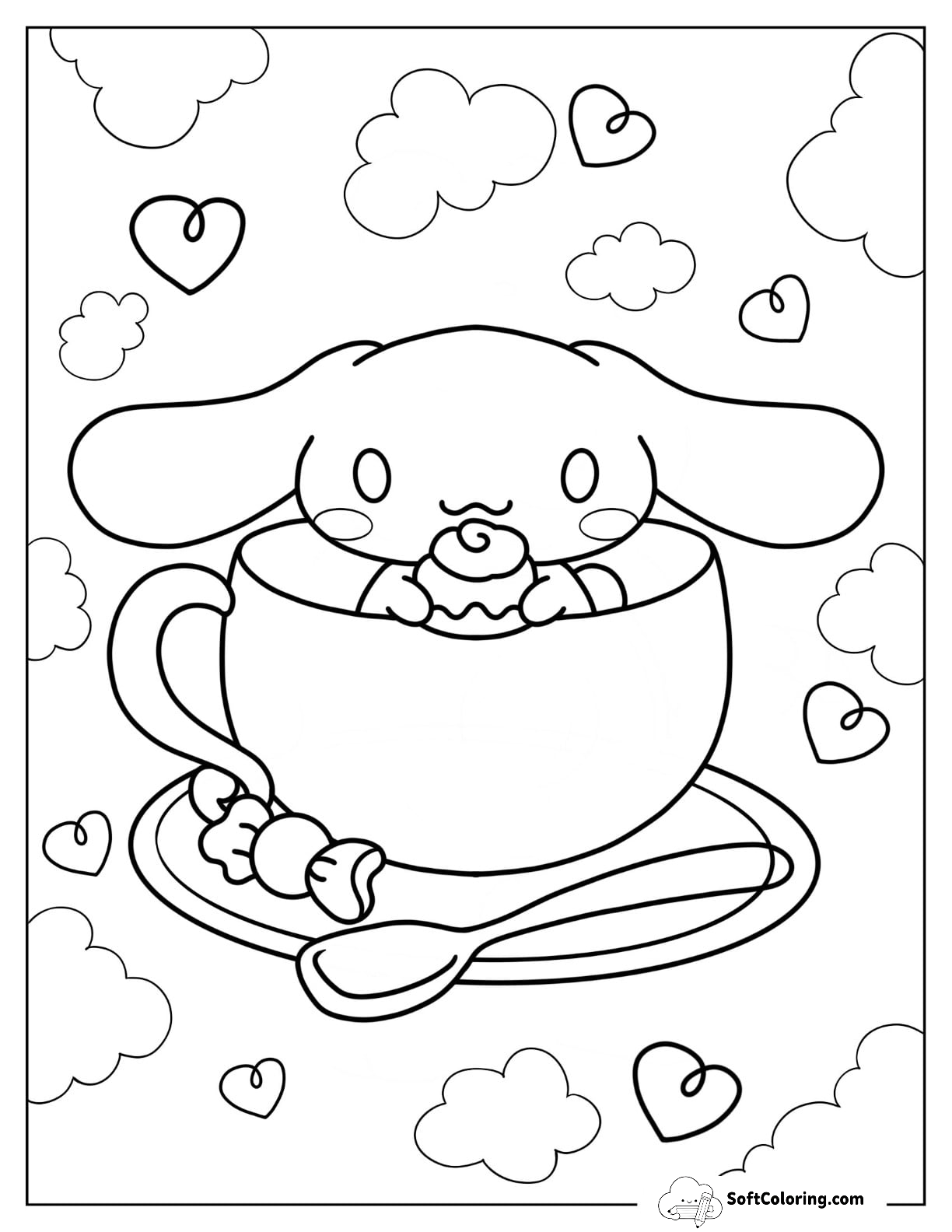Cinnamoroll Coloring Page In A Teacup