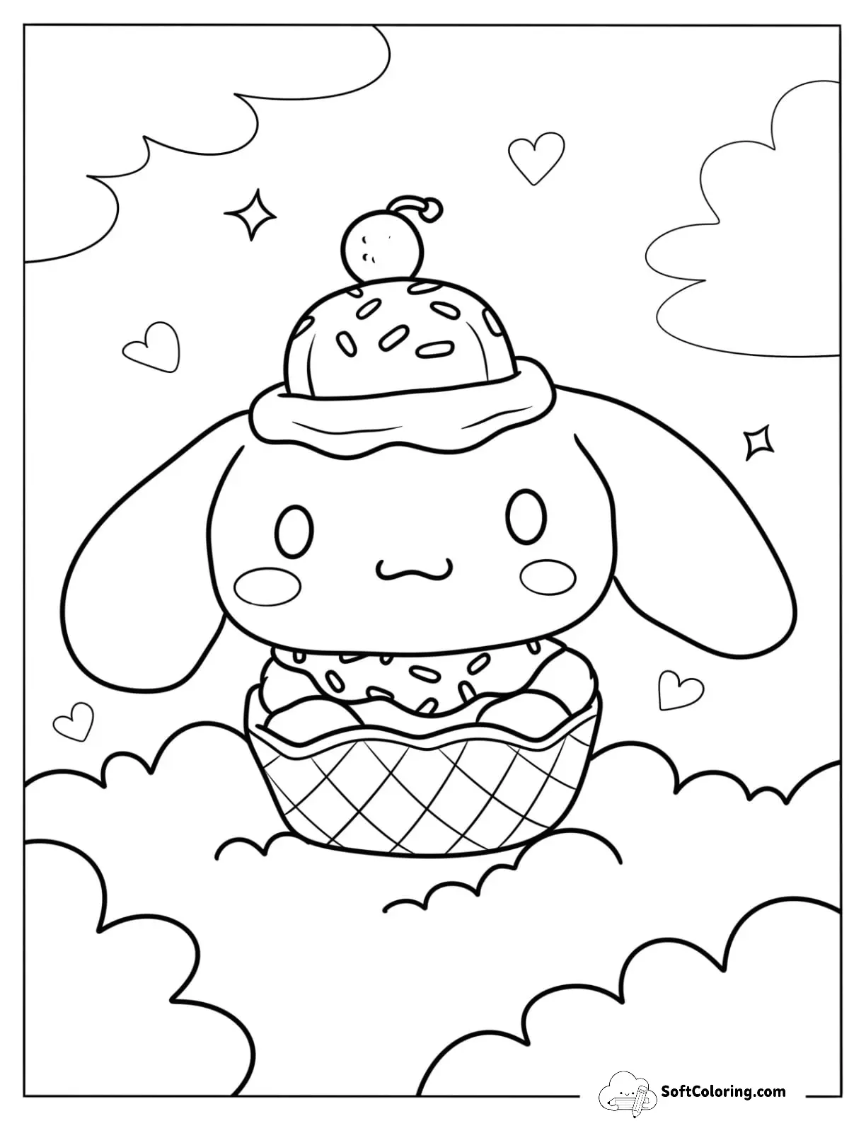 Cinnamoroll In An Ice Cream Coloring Page Cone For Kids