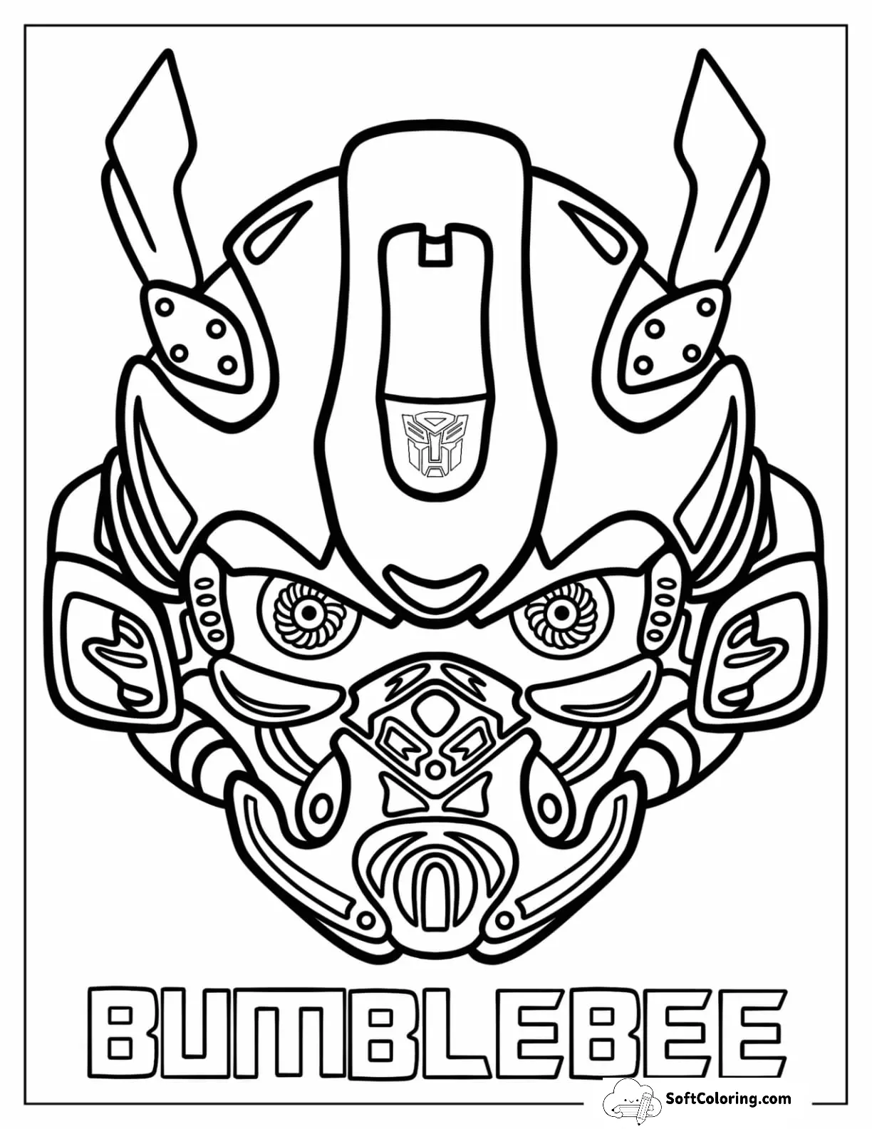 Close Up Face Of Bumblebee Coloring Page