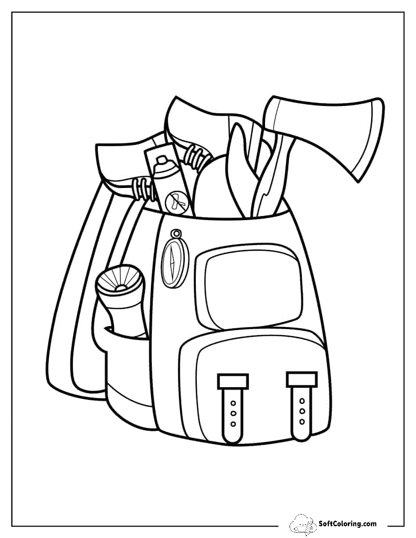 Coloring Page Of Camper_S Backpack