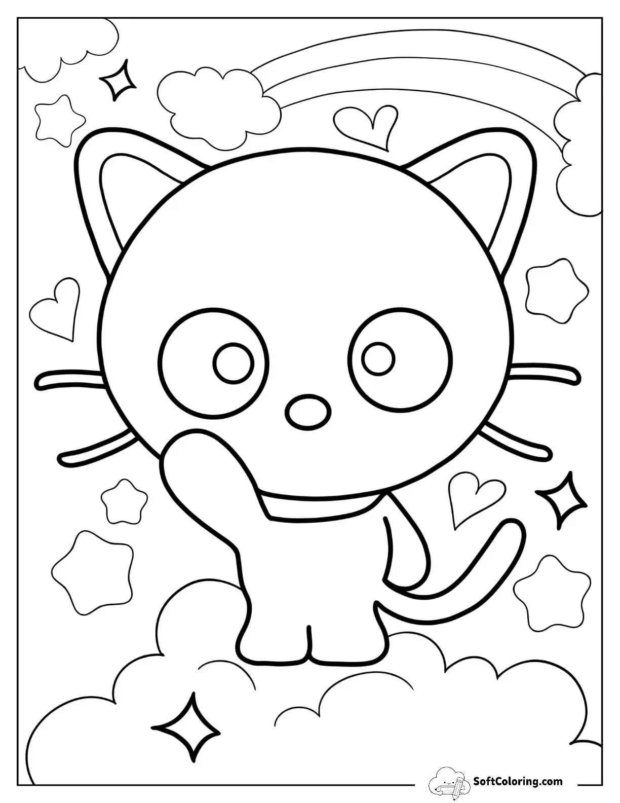 Sanrio Coloring Pages Of Chococat Waving For Kids
