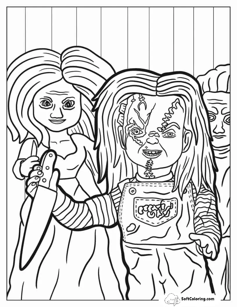 Coloring Page Of Creepy Chucky