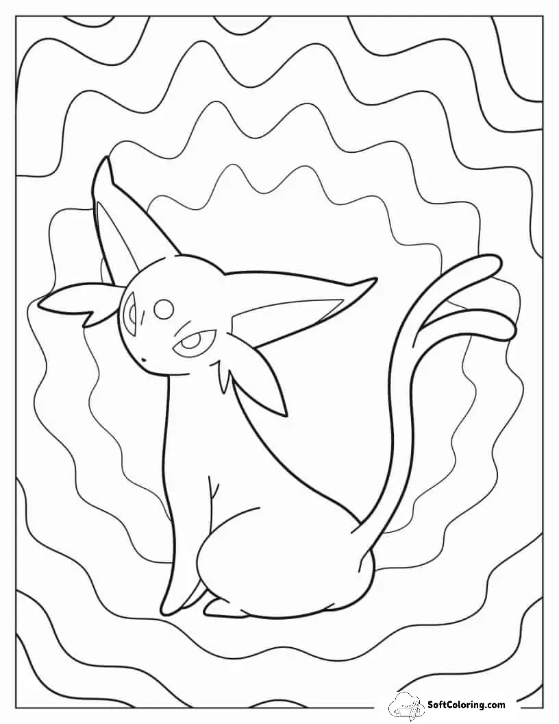 Coloring Page Of Cute Espeon For Kids