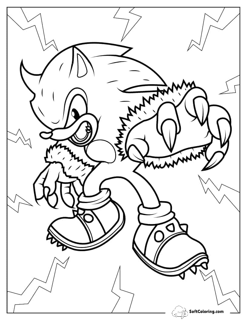 Coloring Page Of Sonic The Werehog For Kids