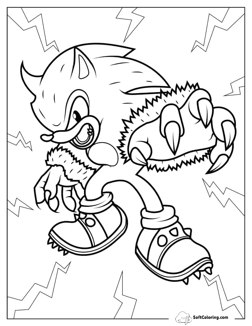 Coloring Page Of Sonic The Werehog For Kids