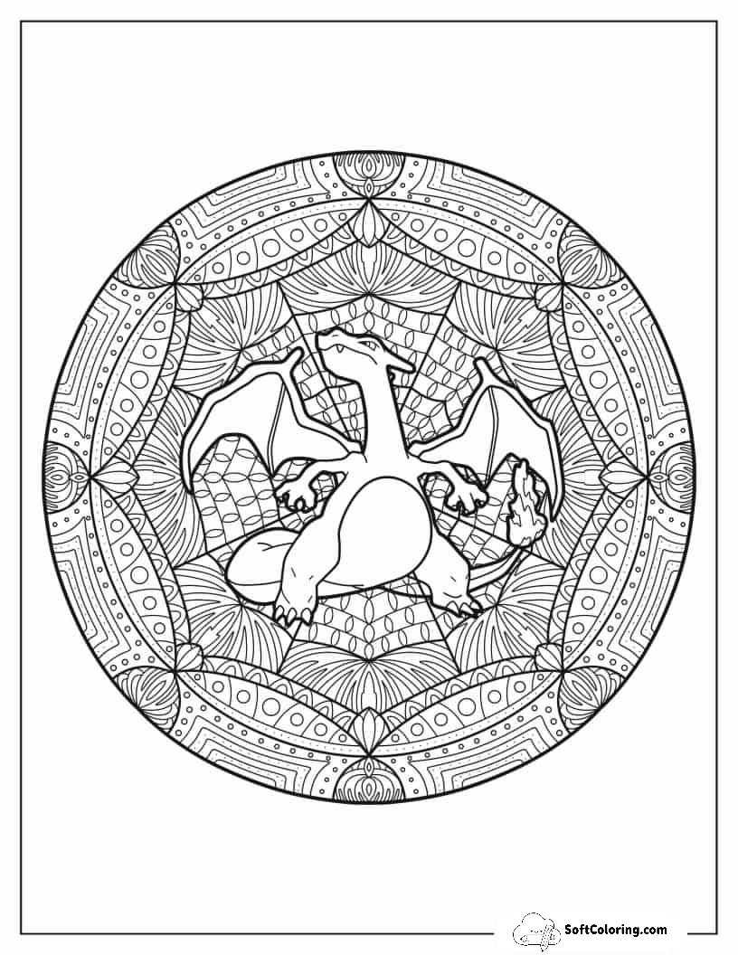 Coloring Page Of Charizard Mandala