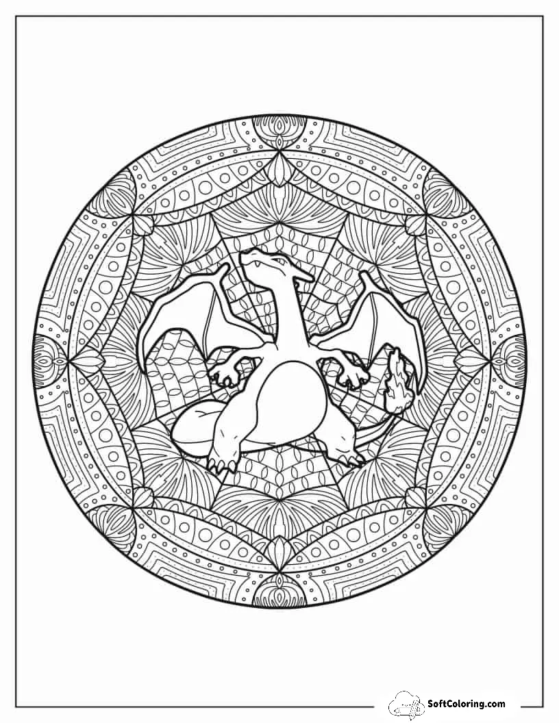 Coloring Page Of Charizard Mandala