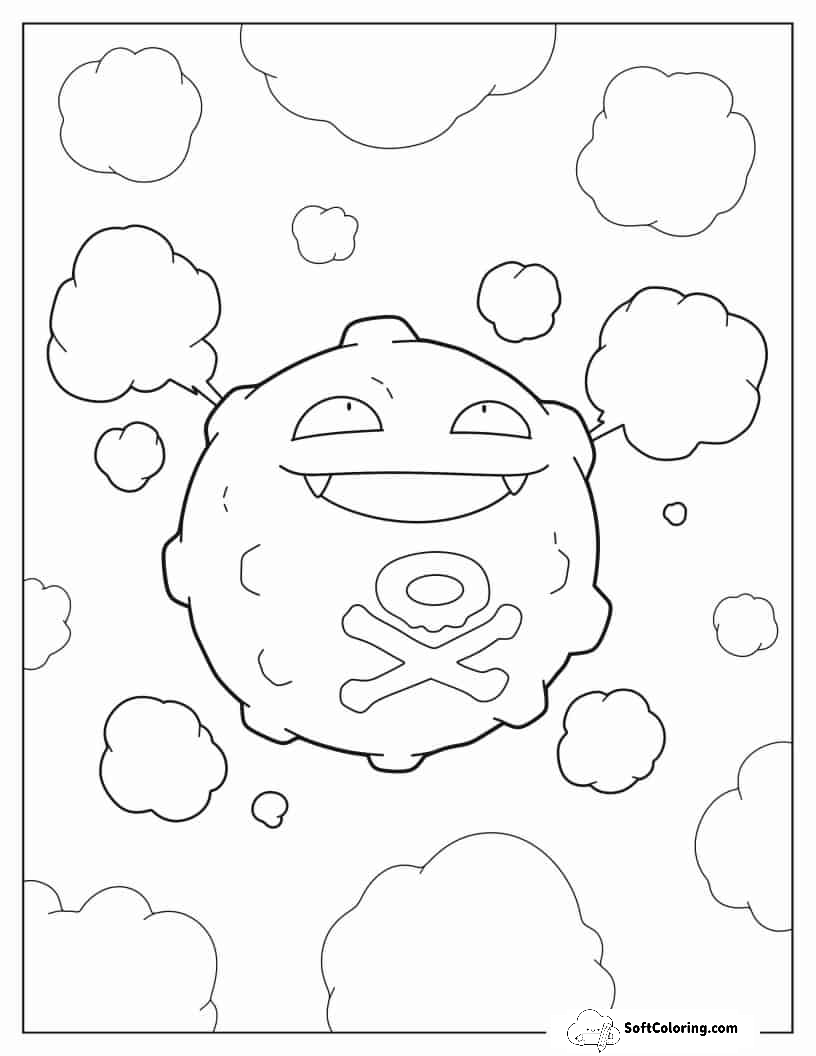 Coloring Sheet Of Koffing Releasing Poison