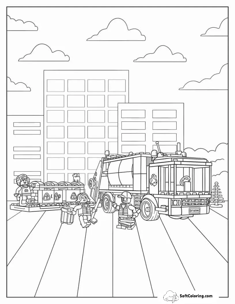 Coloring Sheet Of Lego City Recycling Truck