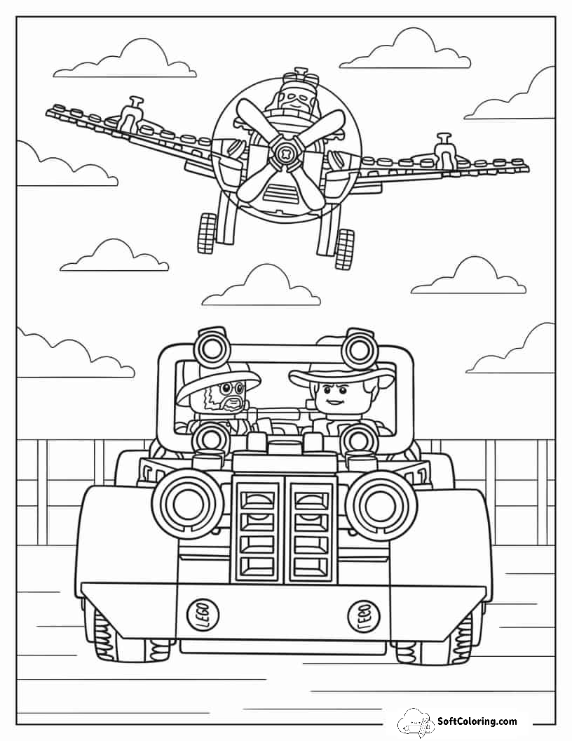 Coloring Sheet Of Lego Indiana Jones Fighter Plane Chase