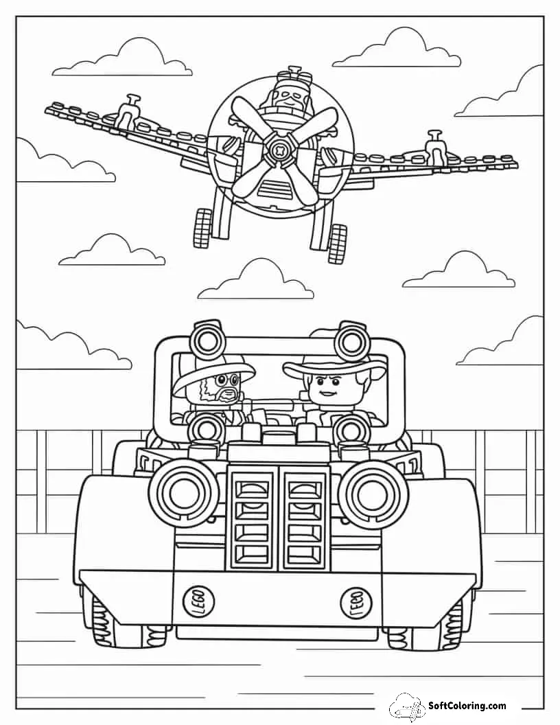 Coloring Sheet Of Lego Indiana Jones Fighter Plane Chase