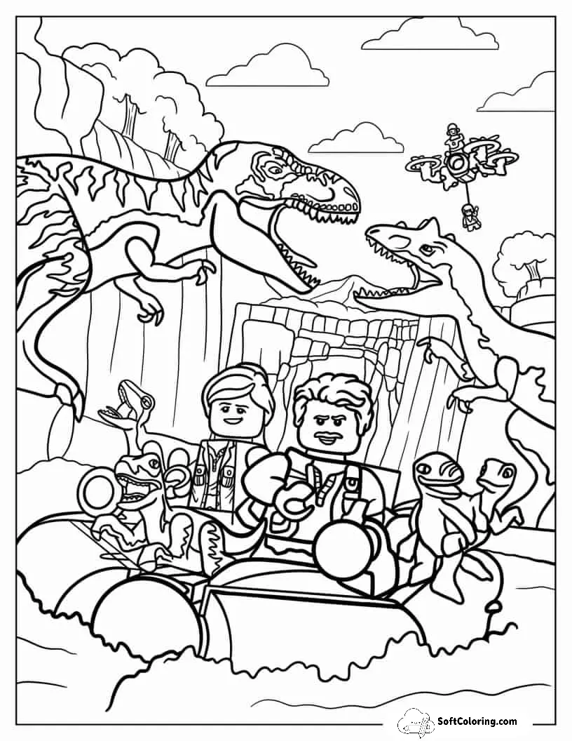 Coloring Sheet Of Lego Themed Jurassic Park