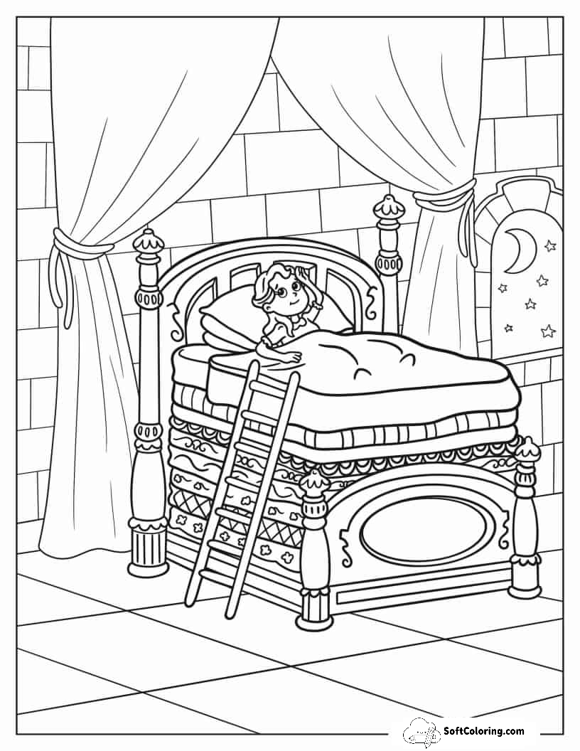 Coloring Sheet Of Princess And The Pea