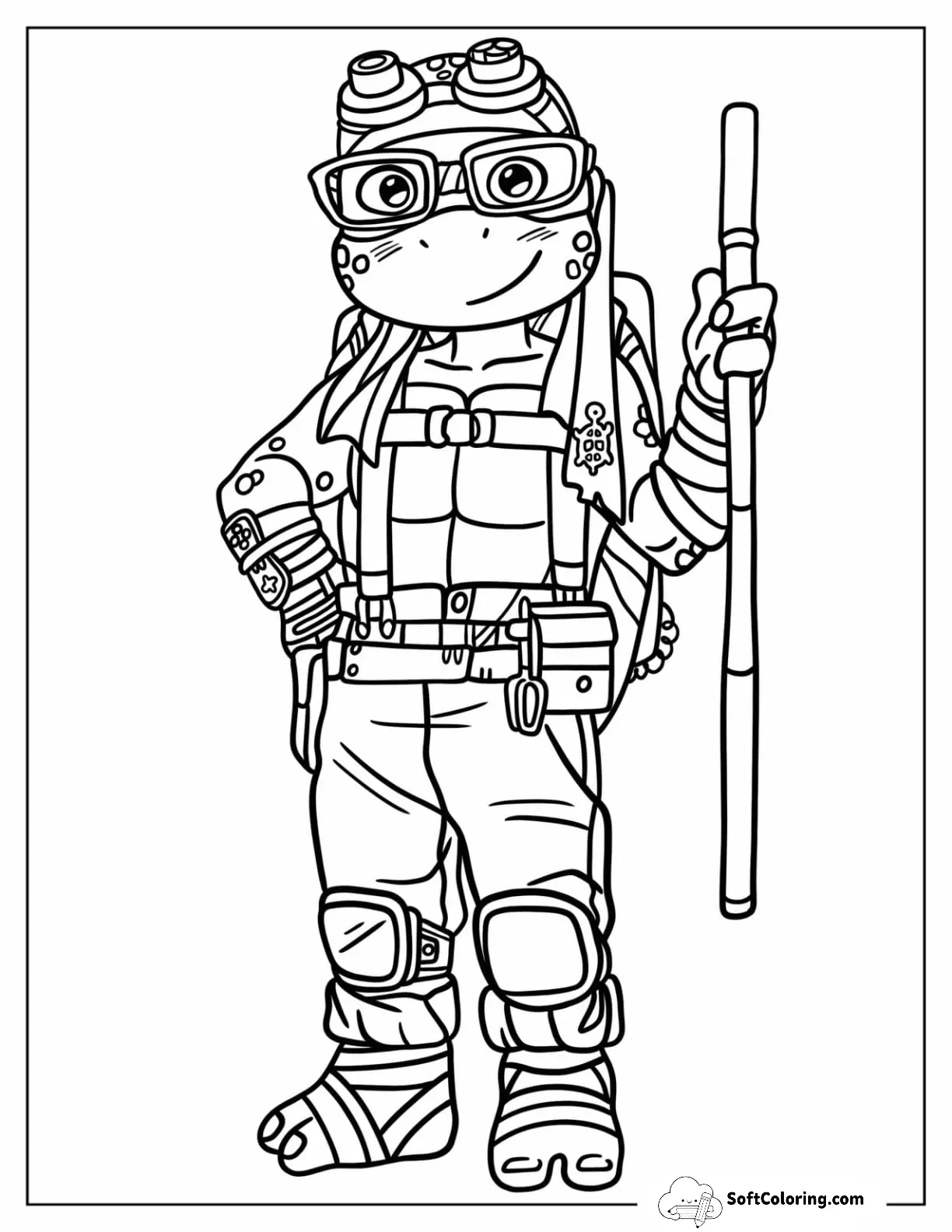 Ninja Turtles Coloring Page Of Young Donatello Smiling