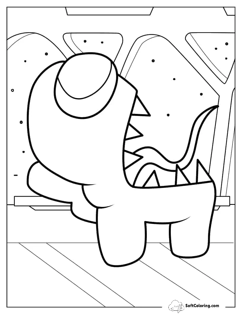 Coloring Sheet Of Among Us Imposter In Spaceship