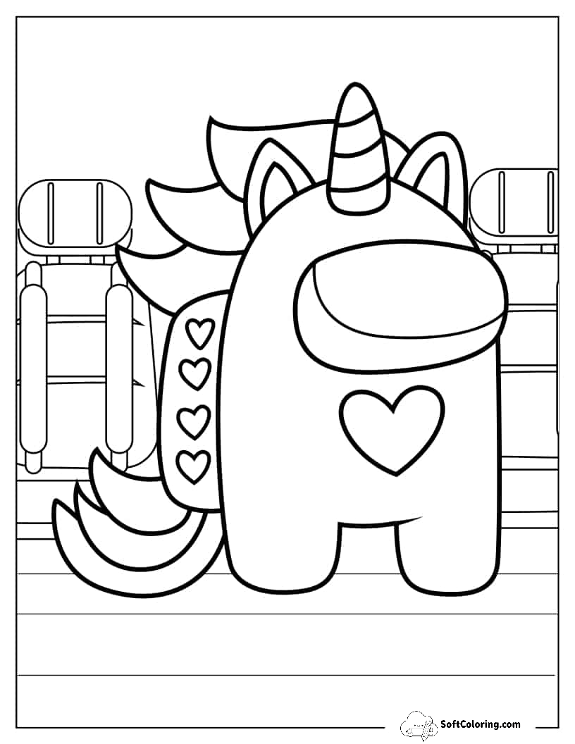 Coloring Sheet Of Among Us Unicorn Skin