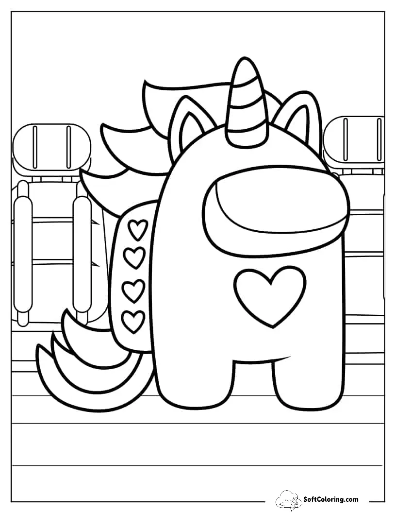 Coloring Sheet Of Among Us Unicorn Skin