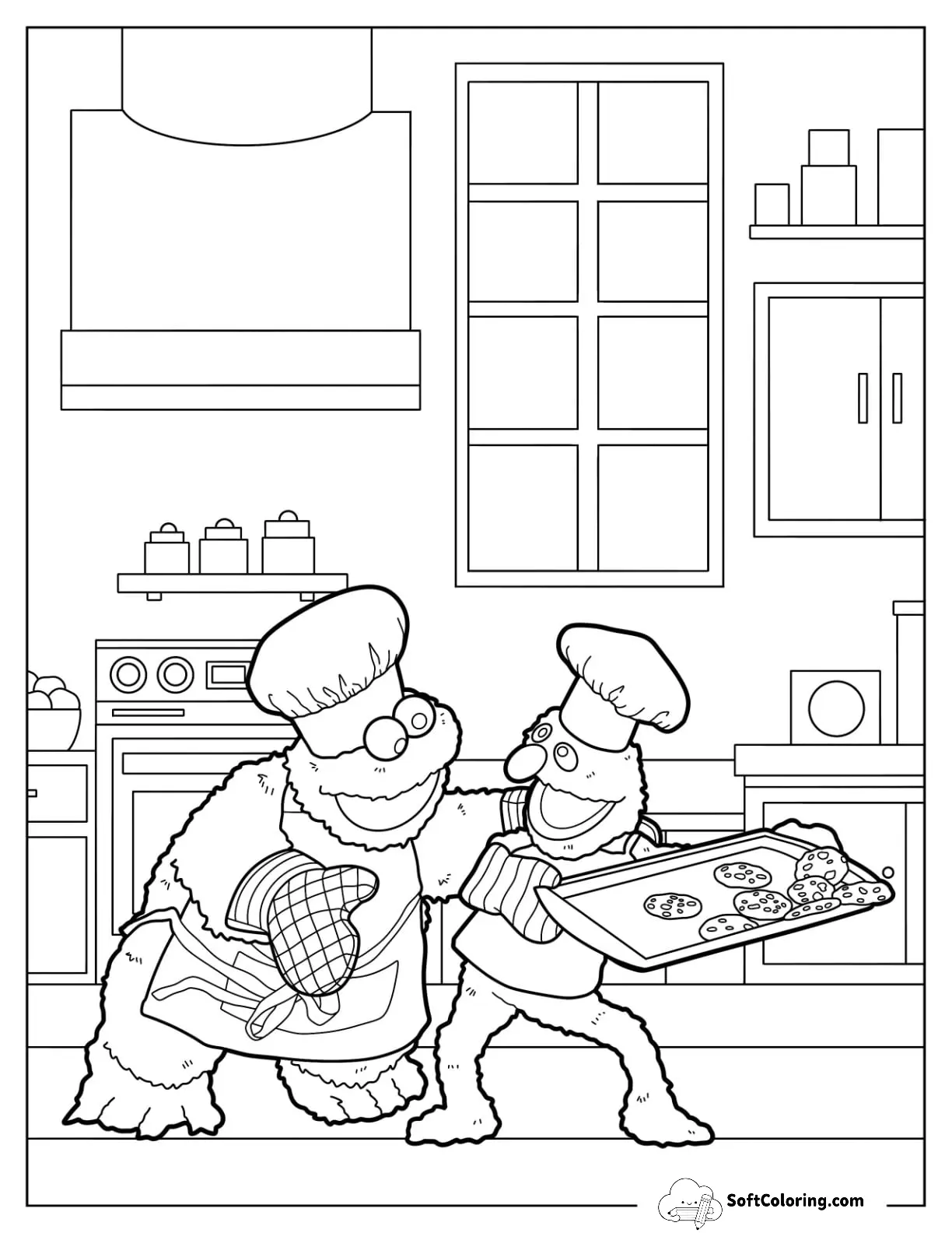 Cookie Monster And Grover Carrying Cookie Tray