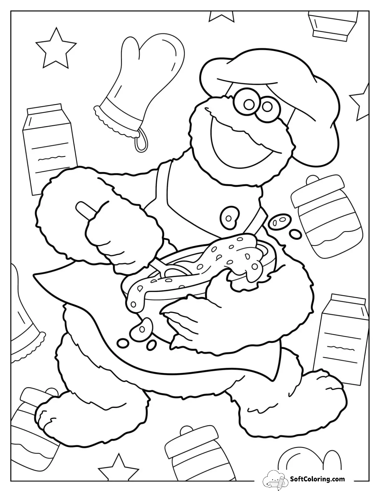 Cookie Monster Mixing Cookie Dough For Kids