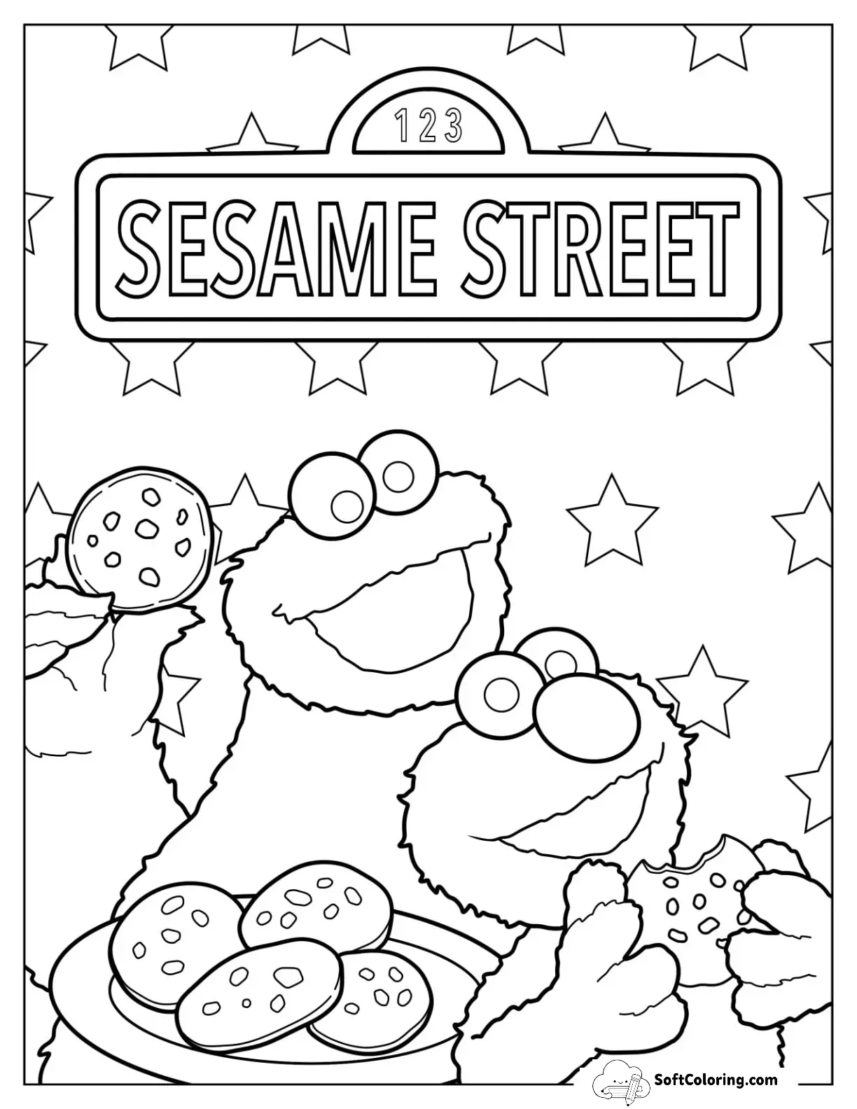 Cookie Monster With Elmo Sesame Street Poster