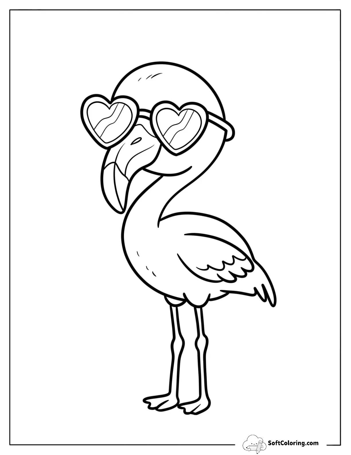 Cool Baby Flamingo Wearing Love Heart Sunglasses