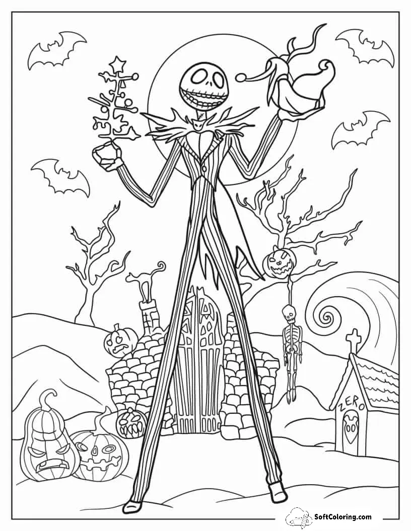 Creepy Jack Skellington Coloring In