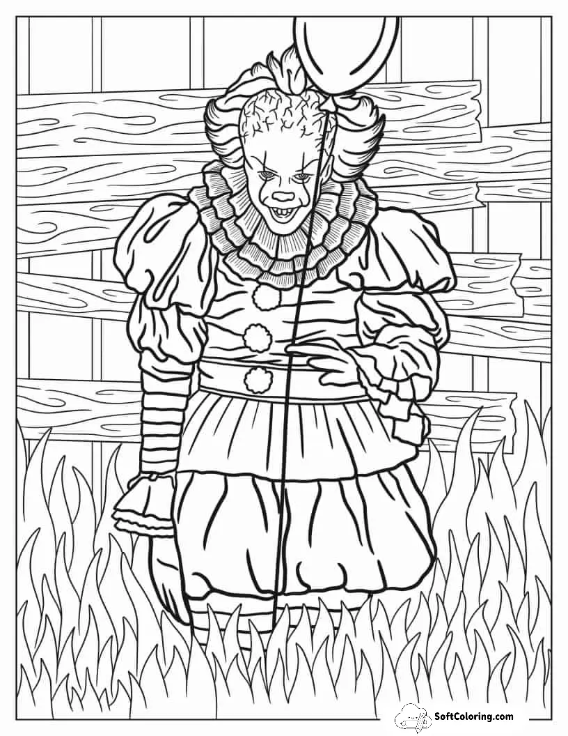 Creepy Penywise Clown From It Holding Balloon