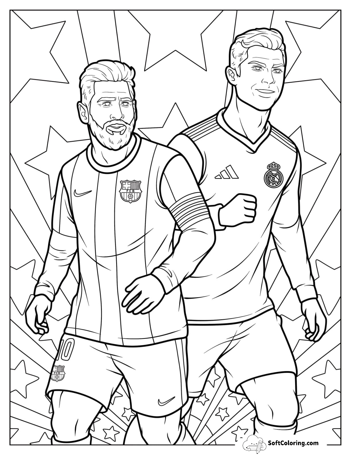 Cristiano Ronaldo And Lionel Lionel Messi Coloring Page