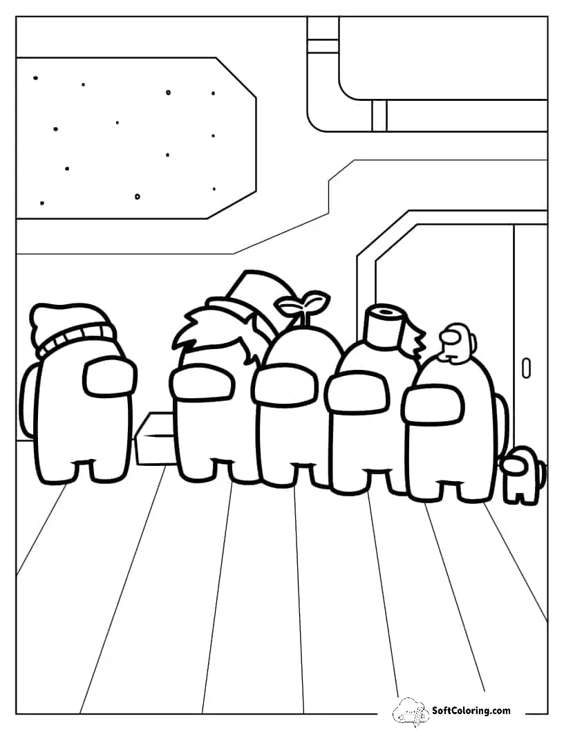 Cute Among Us Crewmates Huddle