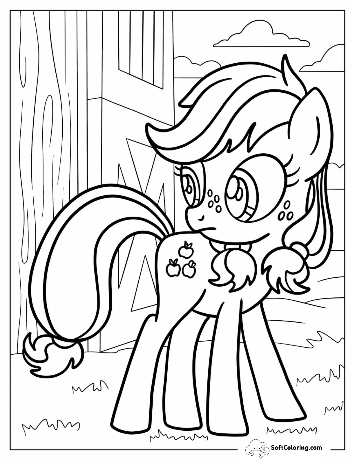 Cute Baby Applejack Coloring Page For Kids