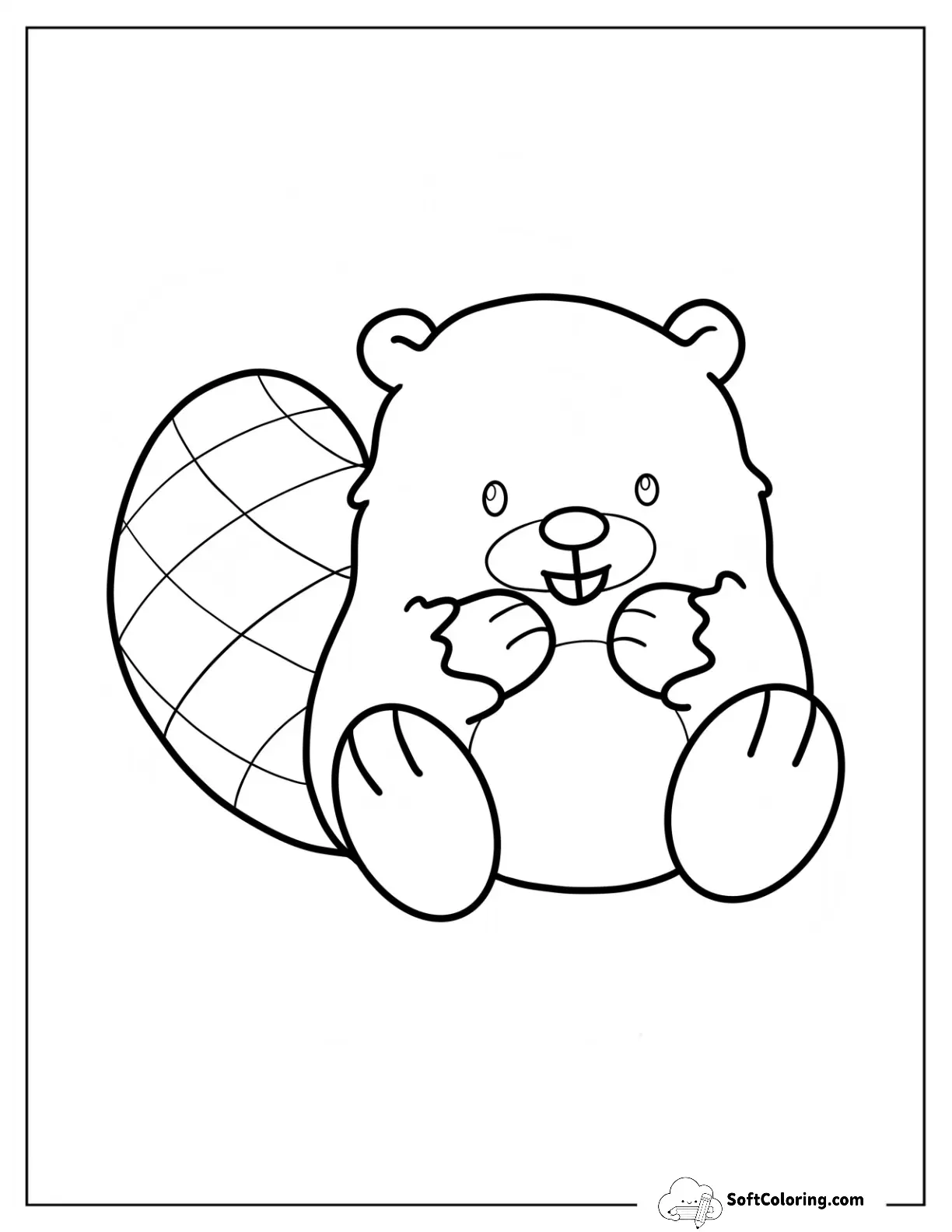 Cute Baby Beaver Coloring Page For Preschoolers
