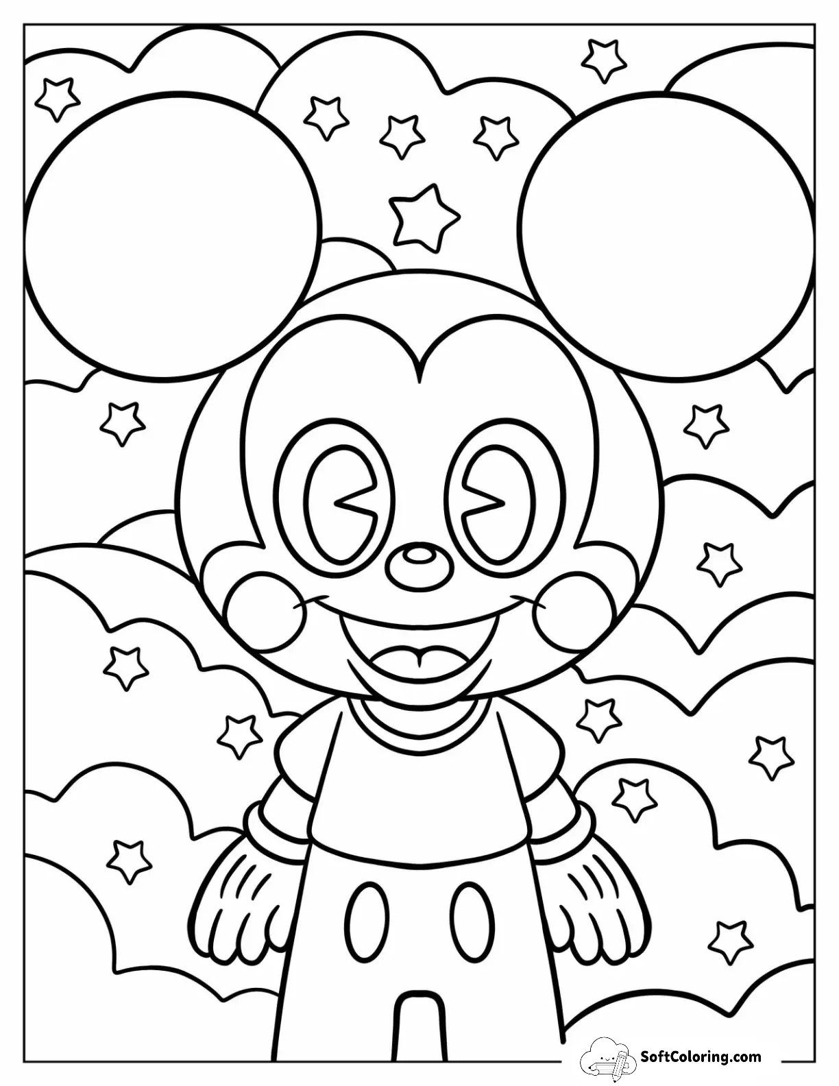 Cute Baby Mickey Mouse In A Starry Sky For Kids