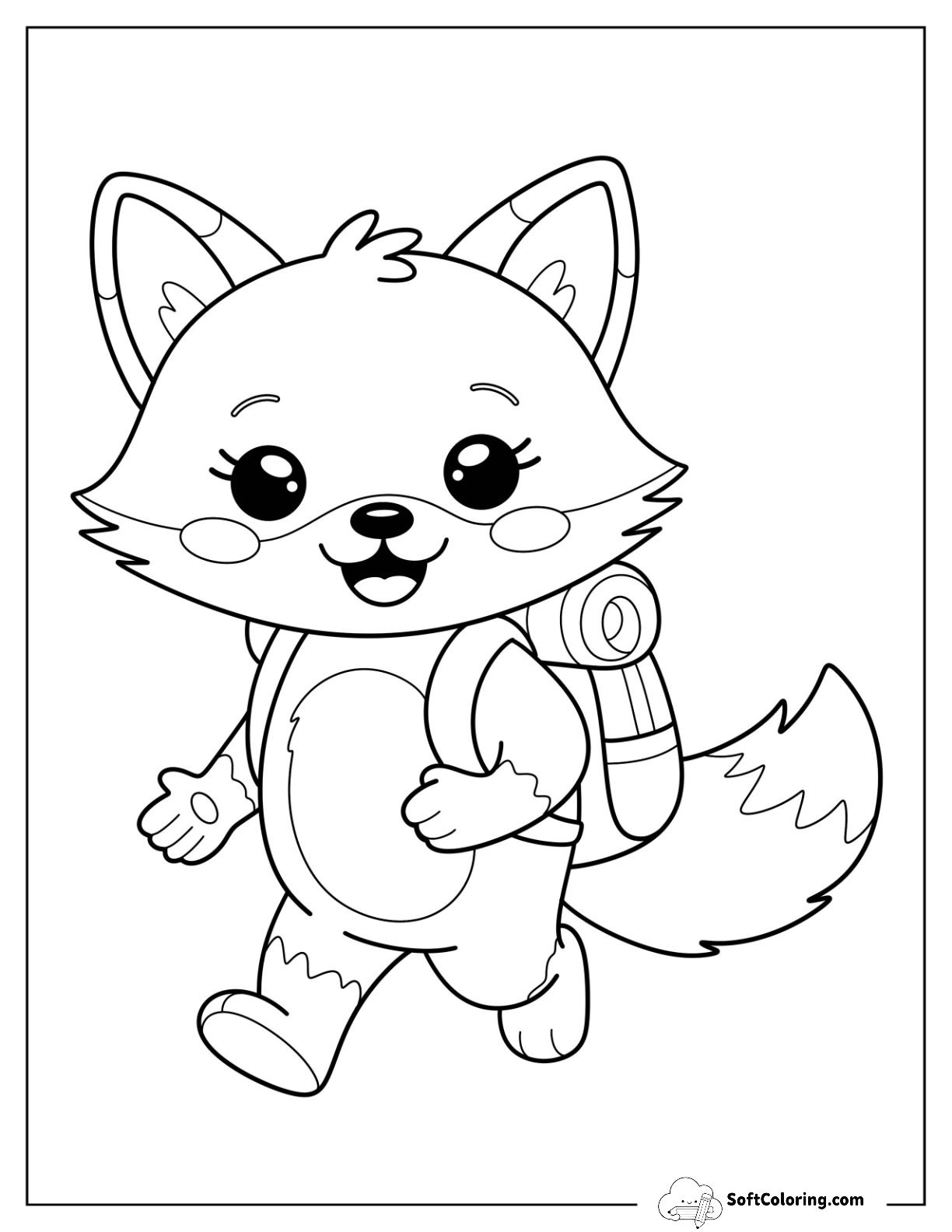 Cute Cartoon Fox In Camping & Hiking