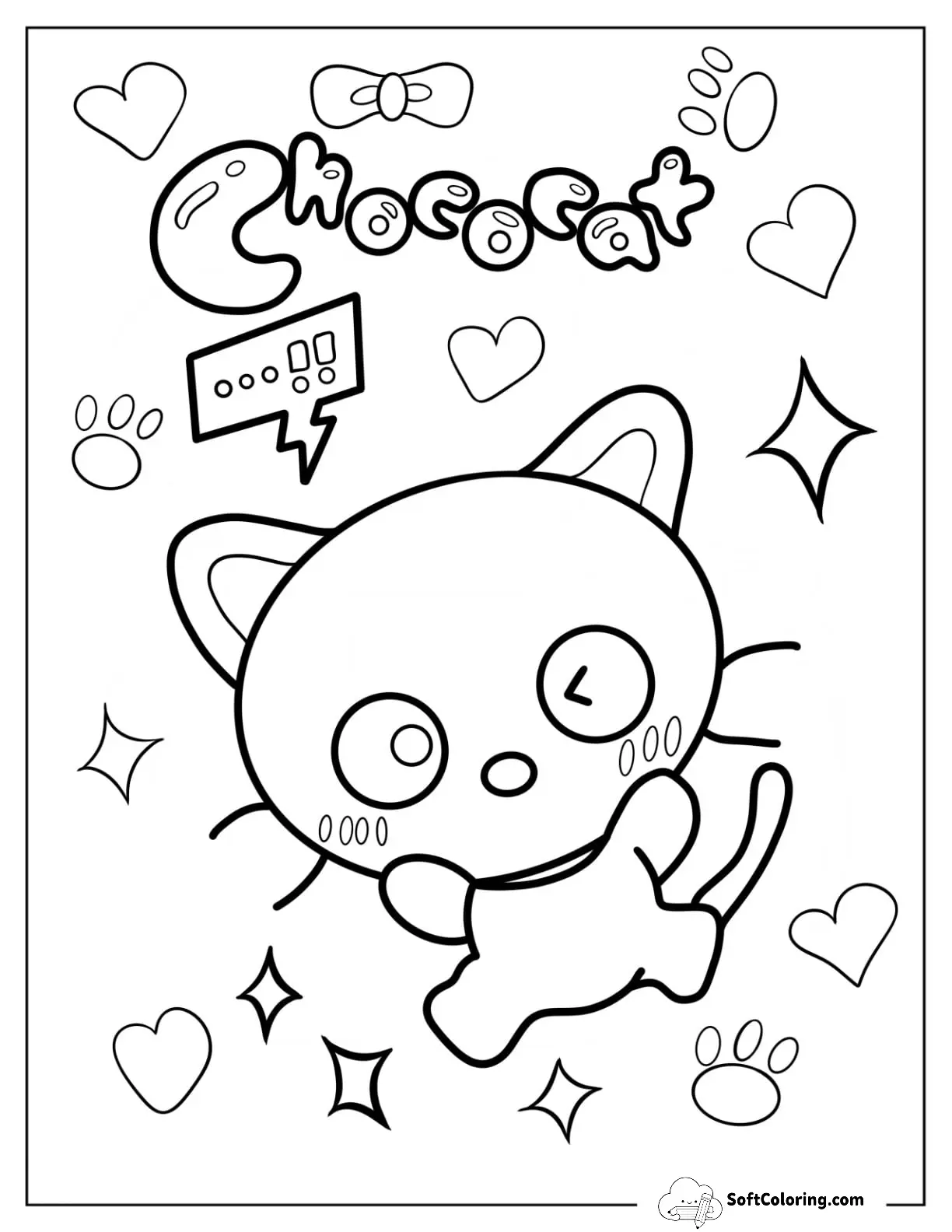 Cute Chococat Coloring Page For Preschoolers