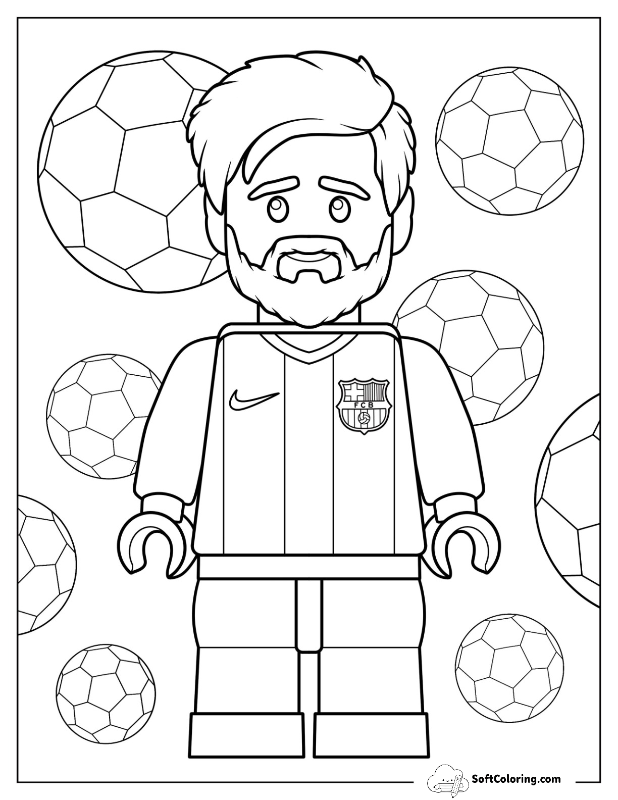 Cute Lego Footballer Lionel Messi Coloring Page For Kids