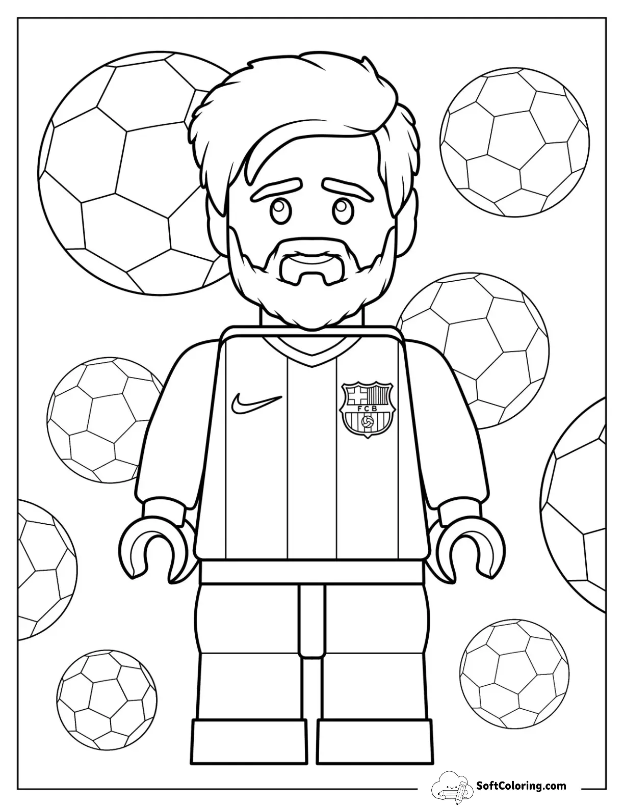 Cute Lego Footballer Lionel Messi Coloring Page For Kids