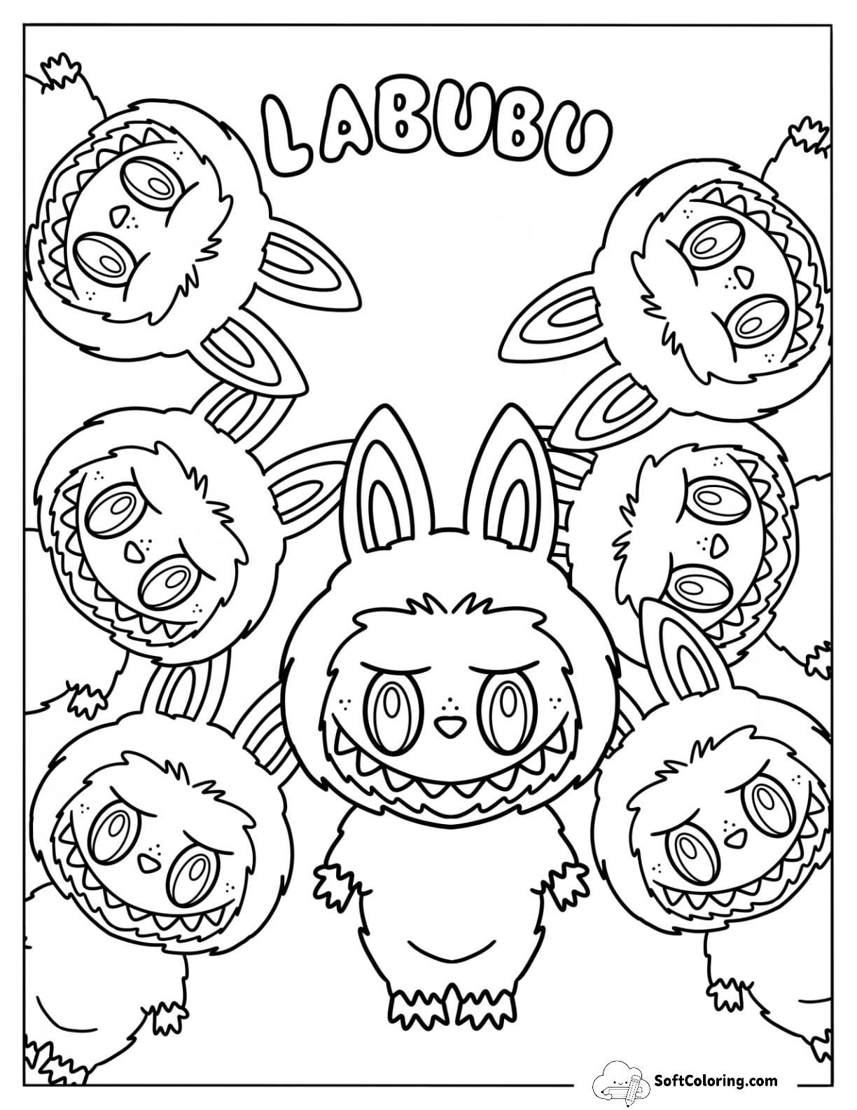 Cute Labubu Coloring Page Elves