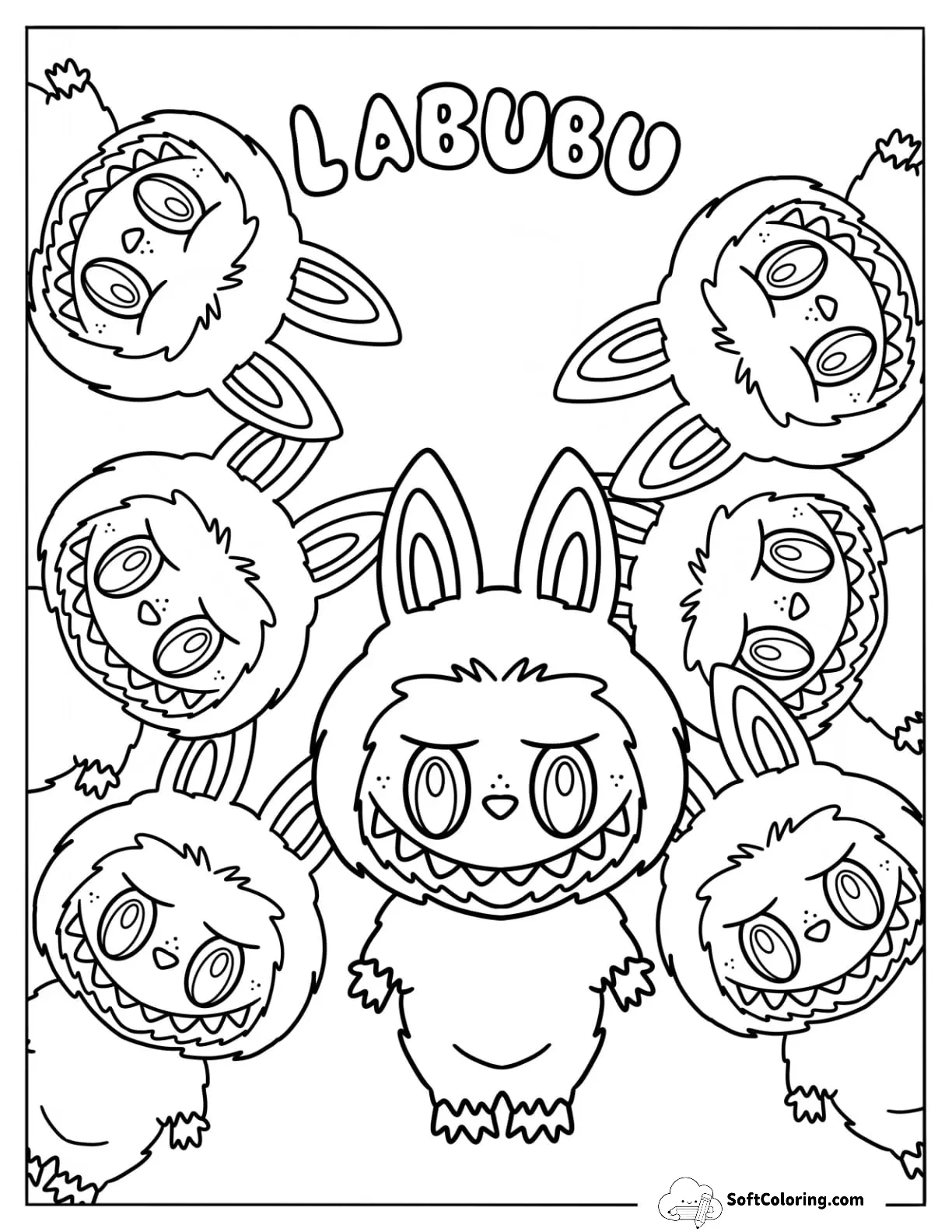Cute Labubu Coloring Page Elves