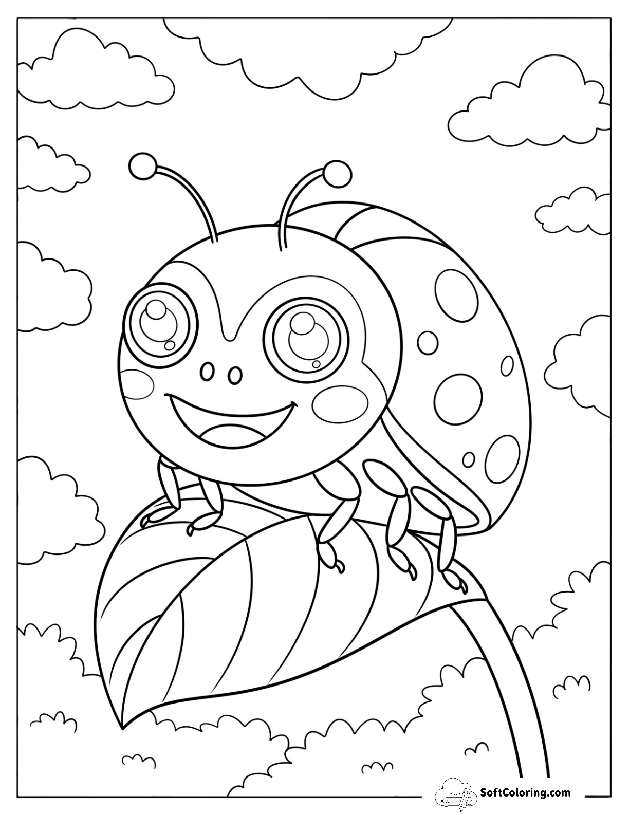 Cute Ladybug Sitting On A Leaf