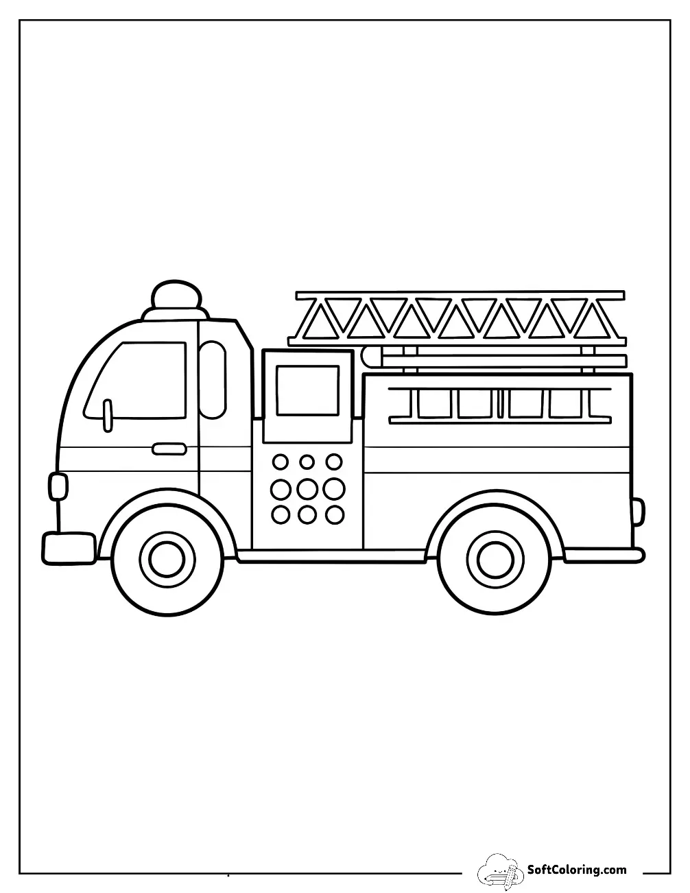Cute Little Fire Truck Coloring Page For Preschoolers