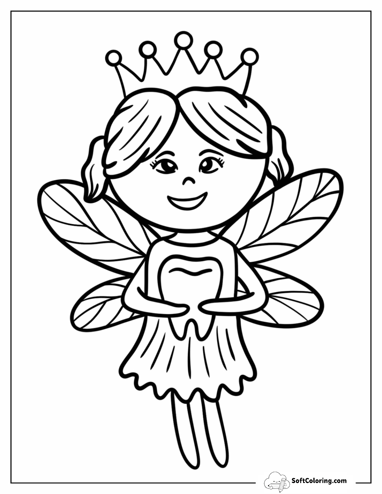 Cute Little Tooth Fairy Holding A Tooth For Kids