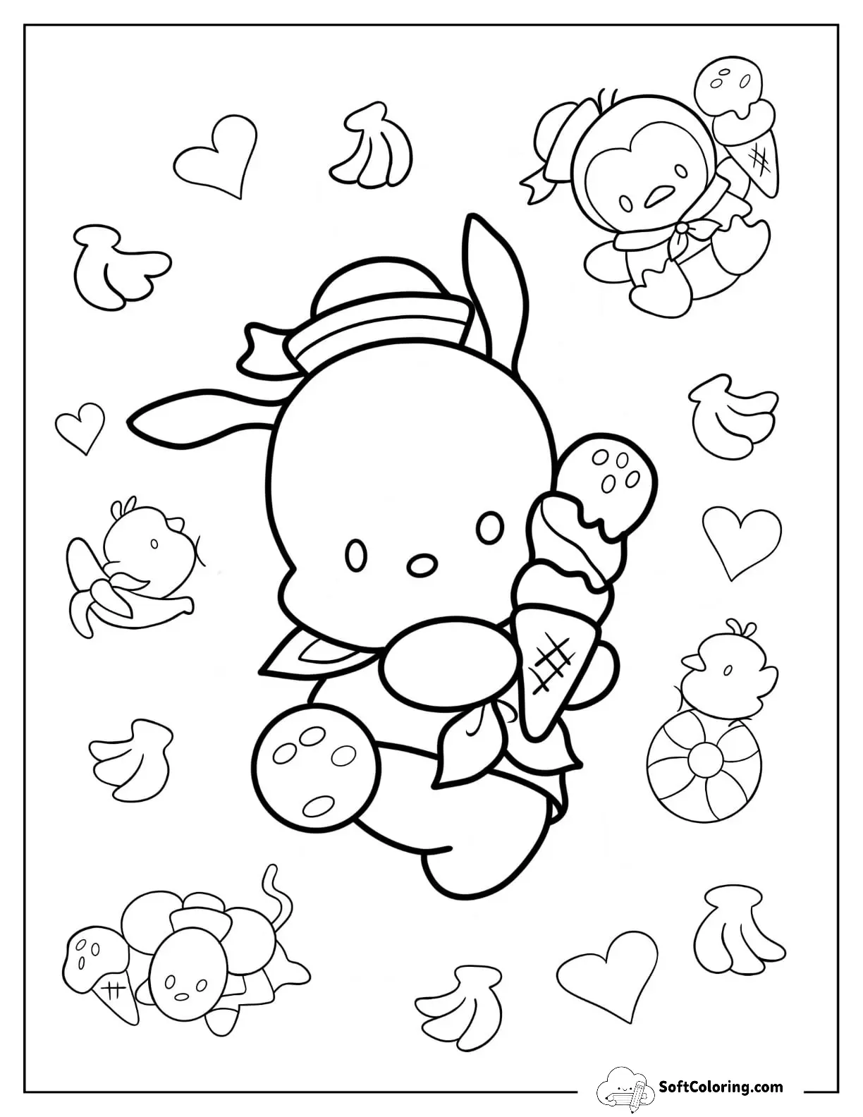 Cute Pochaccoe In Sailor Outfit Holding Ice Cream Cone For Kid
