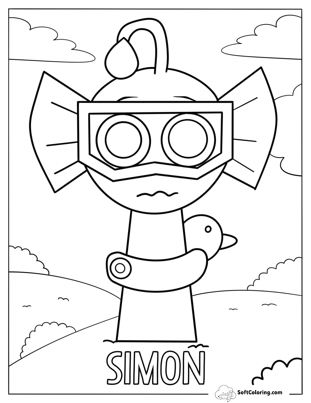Cute Sprunki Coloring Page Of Simon