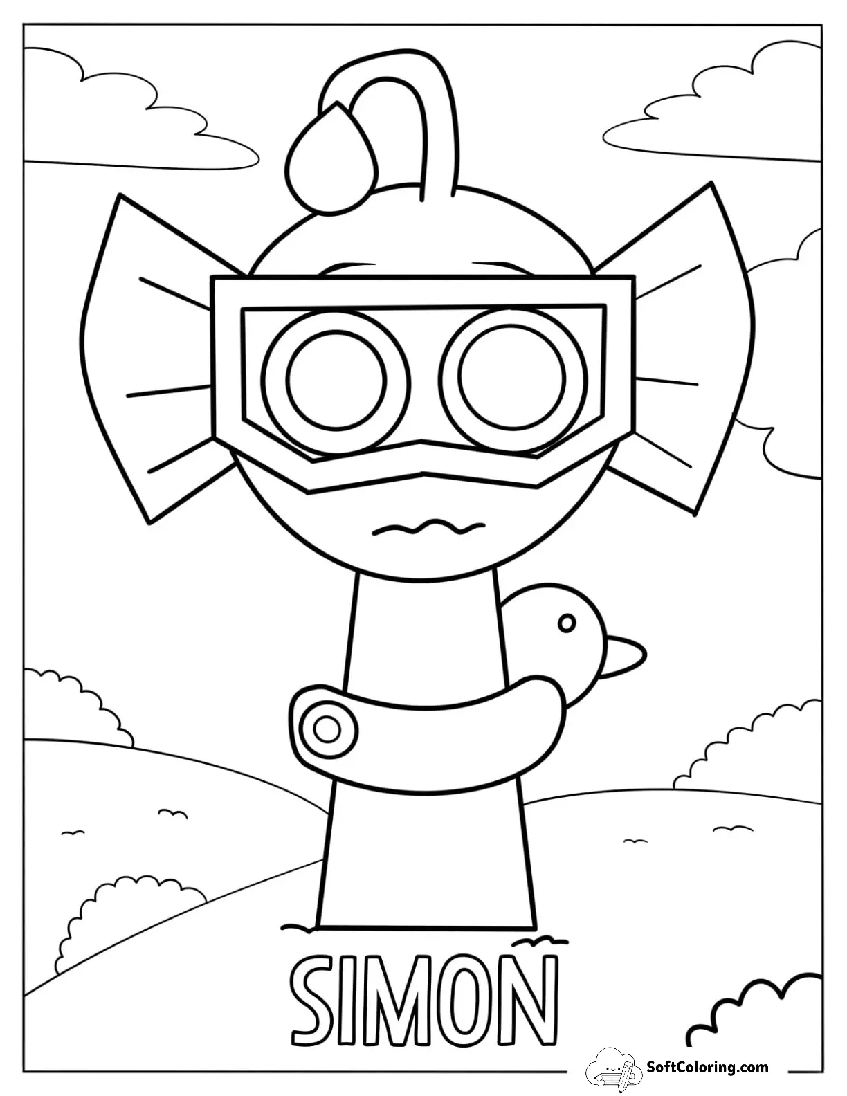 Cute Sprunki Coloring Page Of Simon